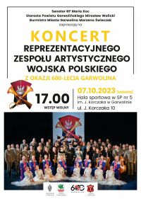 Plakat koncert Reprezentacyjnego Zespołu Artystycznego Wojska Polskiego
