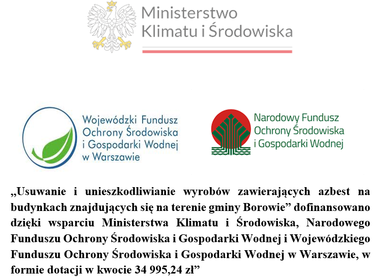 Plakat projektu: usuwanie i unieszkodliwianie wyrobów zawierających azbest na budynkach z terenu gminy Borowie