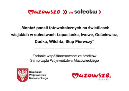 Tablica informacyjna dot. projektu montażu paneli fotowoltaicznych