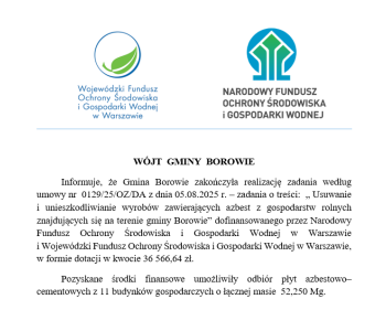 Informacja o projekcie dot. usuwania azbestu