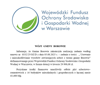 Formatka informująca o zakończeniu projektu