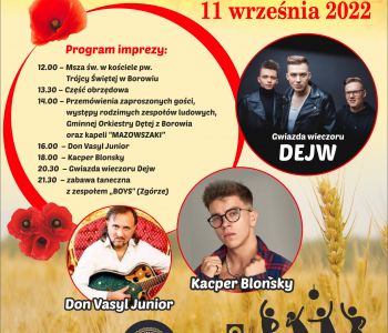 Plakat promujący Święto Gminy Borowie i Dożynki Gminne 2022