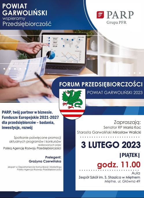 Plakat dot. Forum Przedsiębiorczości. Powiat Garwoliński