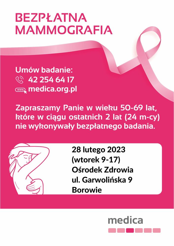 Plakat informacyjny dot. badań mammograficznych