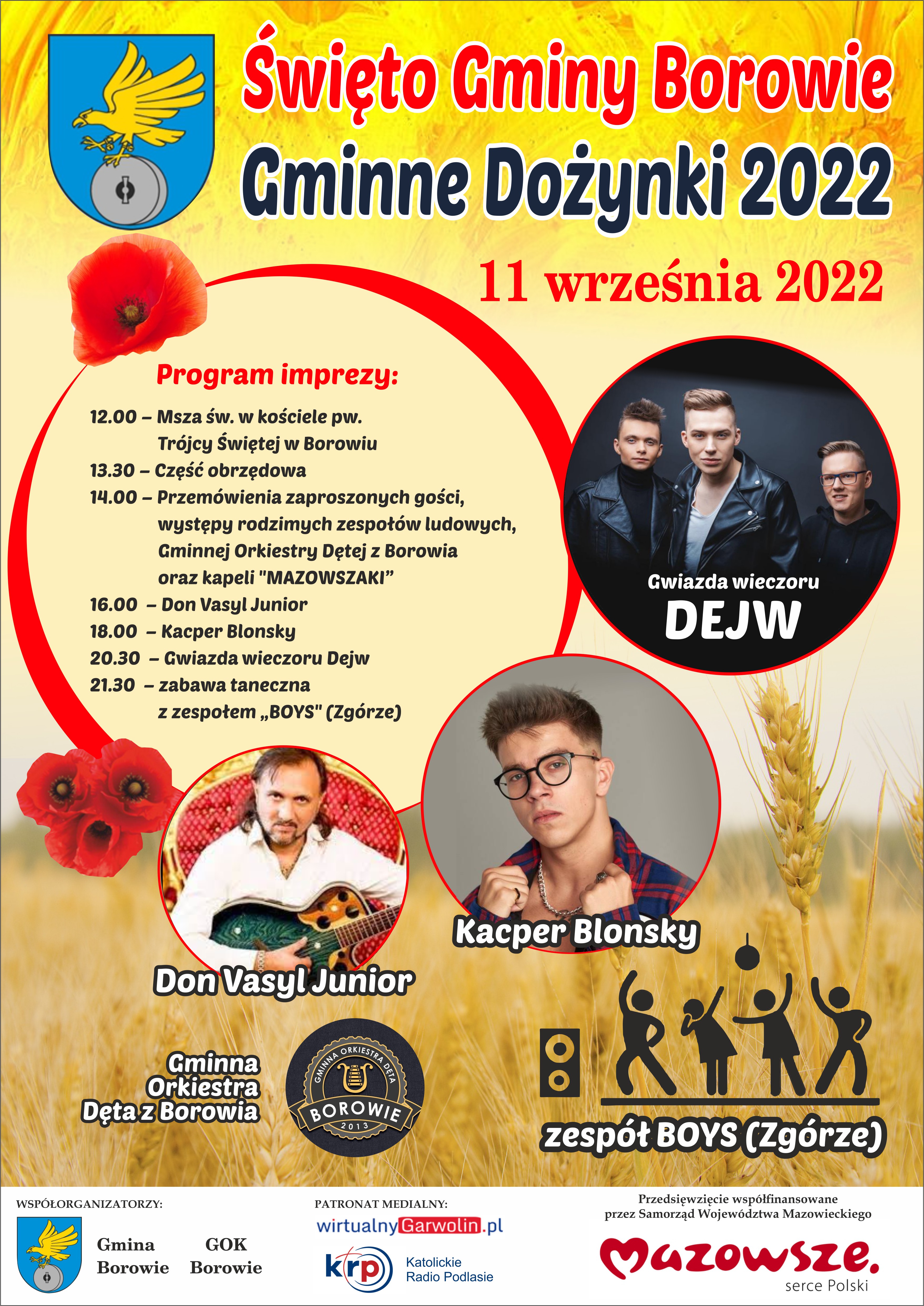 Plakat promujący Święto Gminy Borowie i Dożynki Gminne