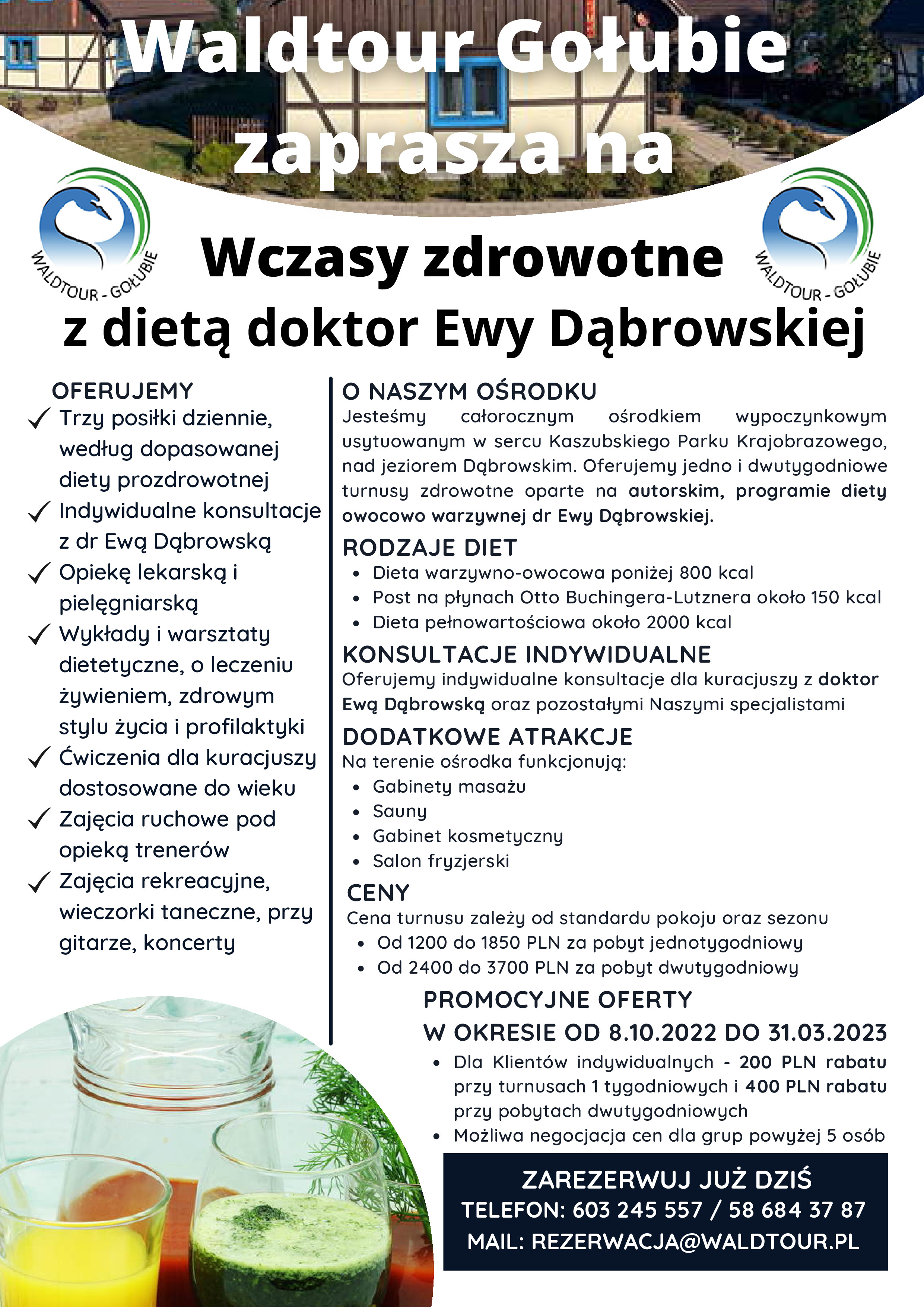 Waldtour Gołubie zaprasza na wczasy zdrowotne