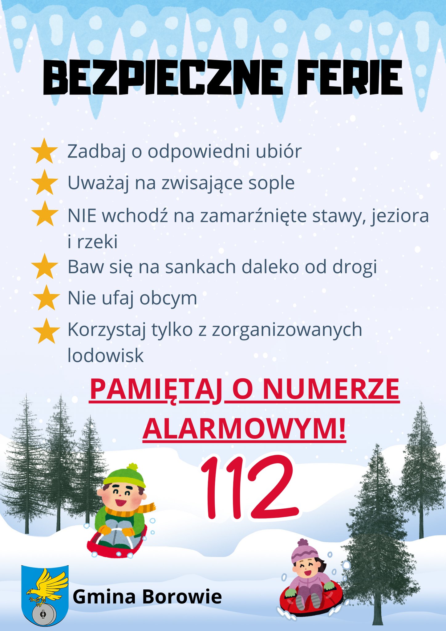 Plakat promujący akcję Bezpieczne ferie
