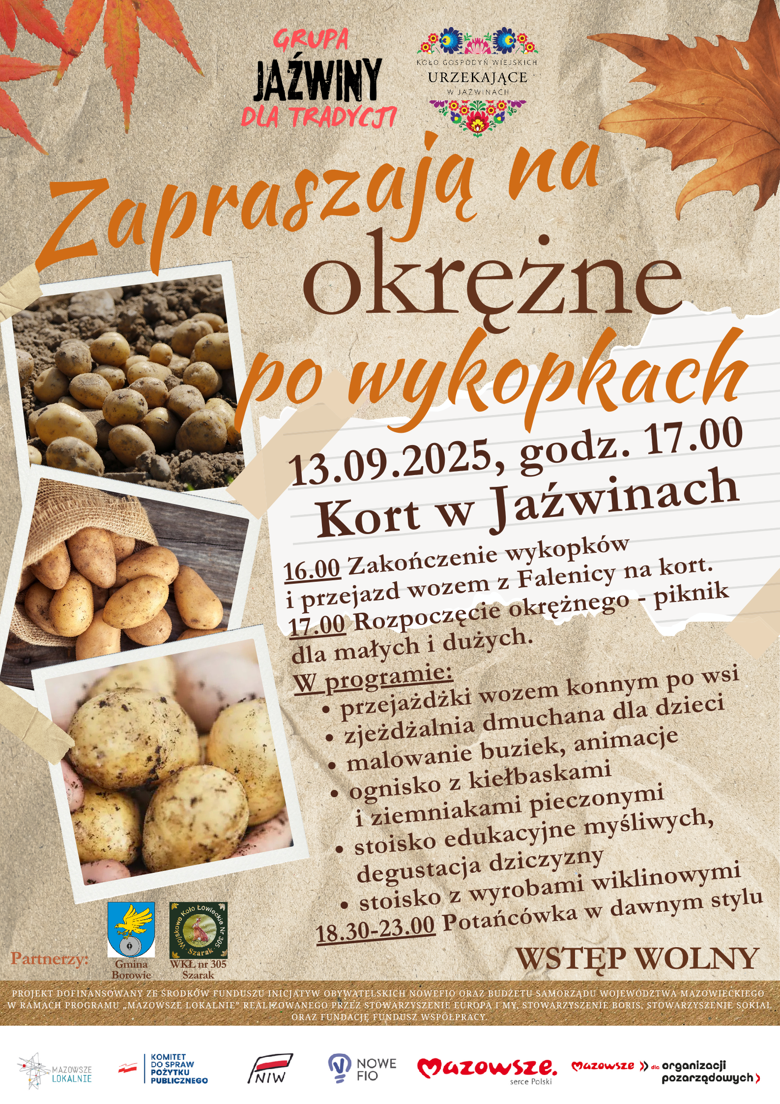 Plakat promujący wydarzenie "Okrężne po wykopkach"